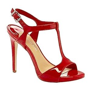 Gianni Bini red patent leather t strap heels 7